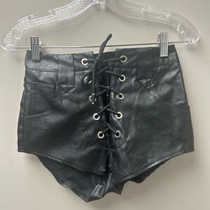 Lioness Black Skyler Grey Lace Up Shorts